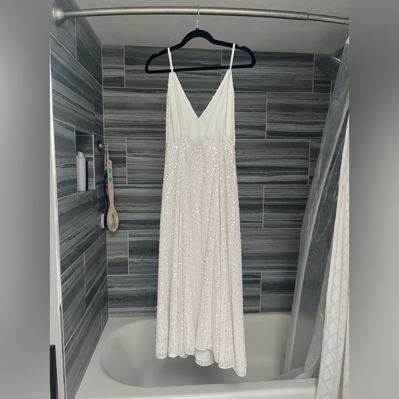 ASOS EDITION Eva Embellished Cami Midi Wedding Reception Dress in Ivory - Picture 12 of 12